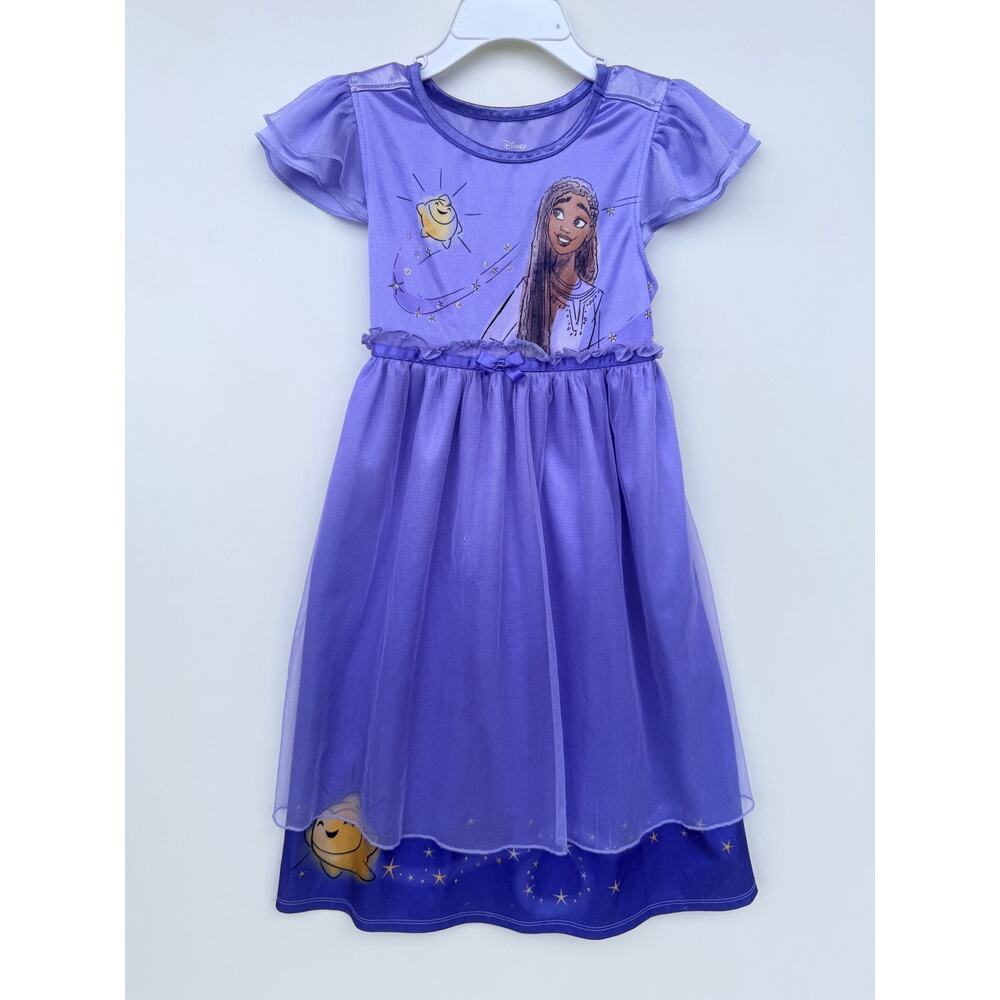 Disney Wish Asha/Star Nightgown Toddler Girls Size 5T Purple Fantasy Dress Gown